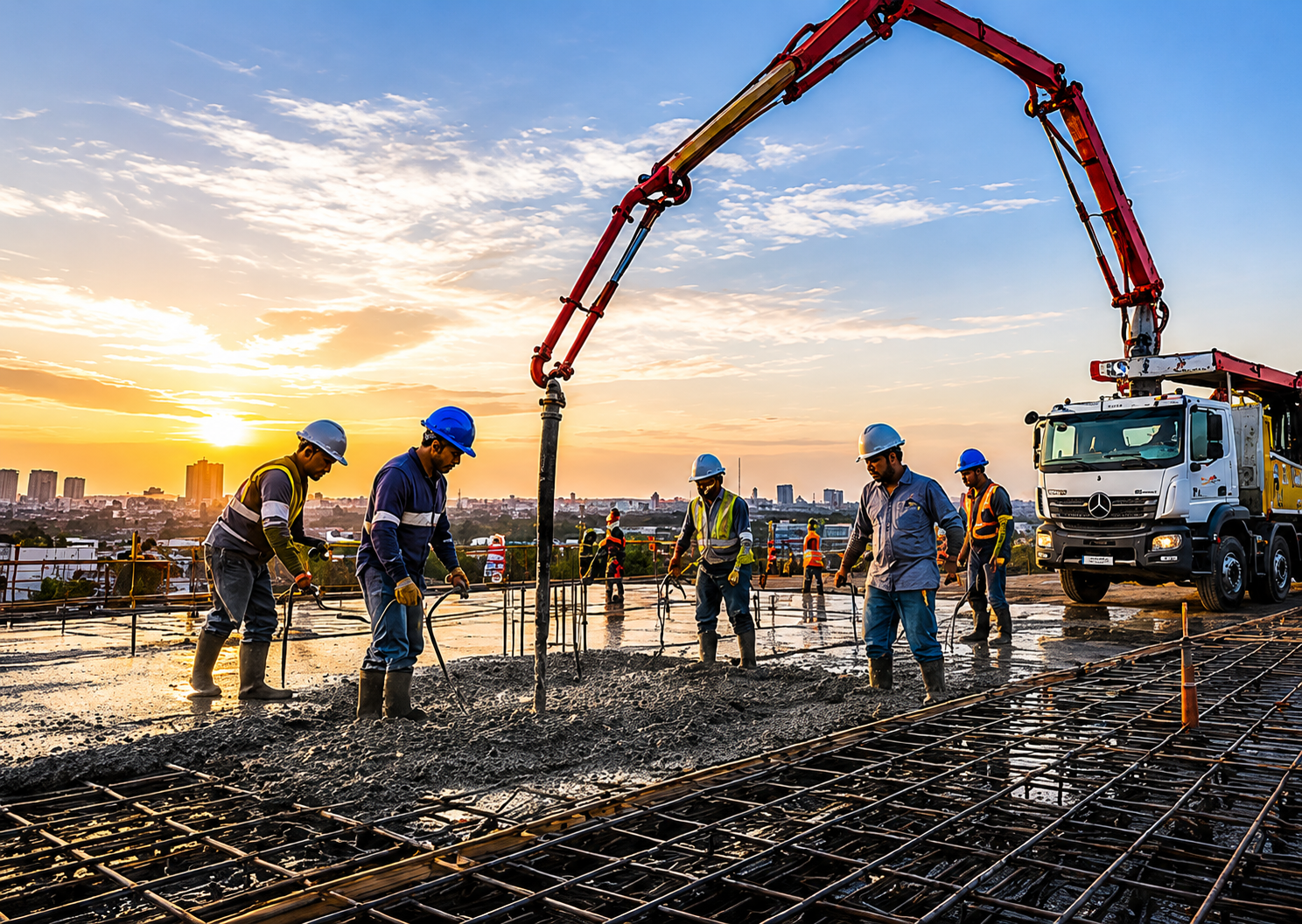 Vaciado de concreto premezclado en una obra