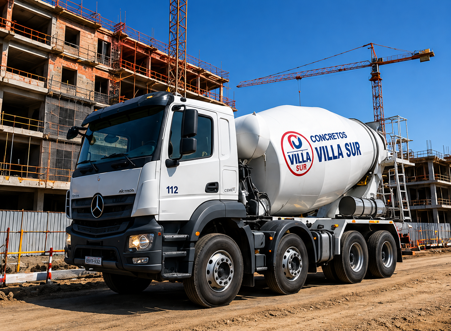 Camión mixer entregando concreto